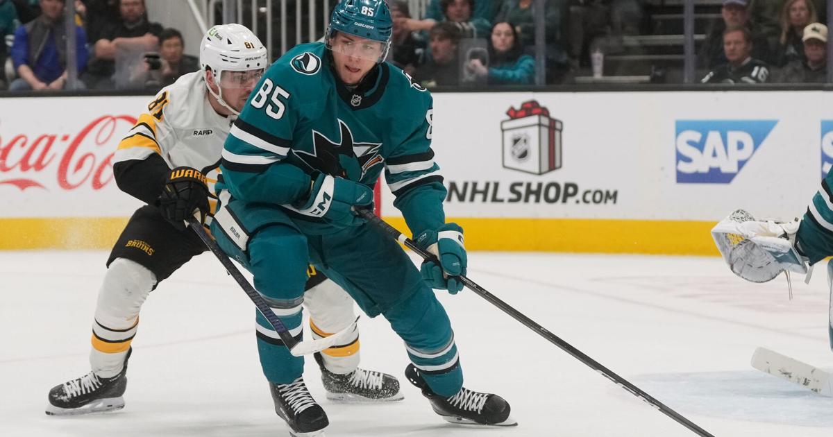 Celebrini notches 14th goal, Sharks beat Bruins 3-1 |