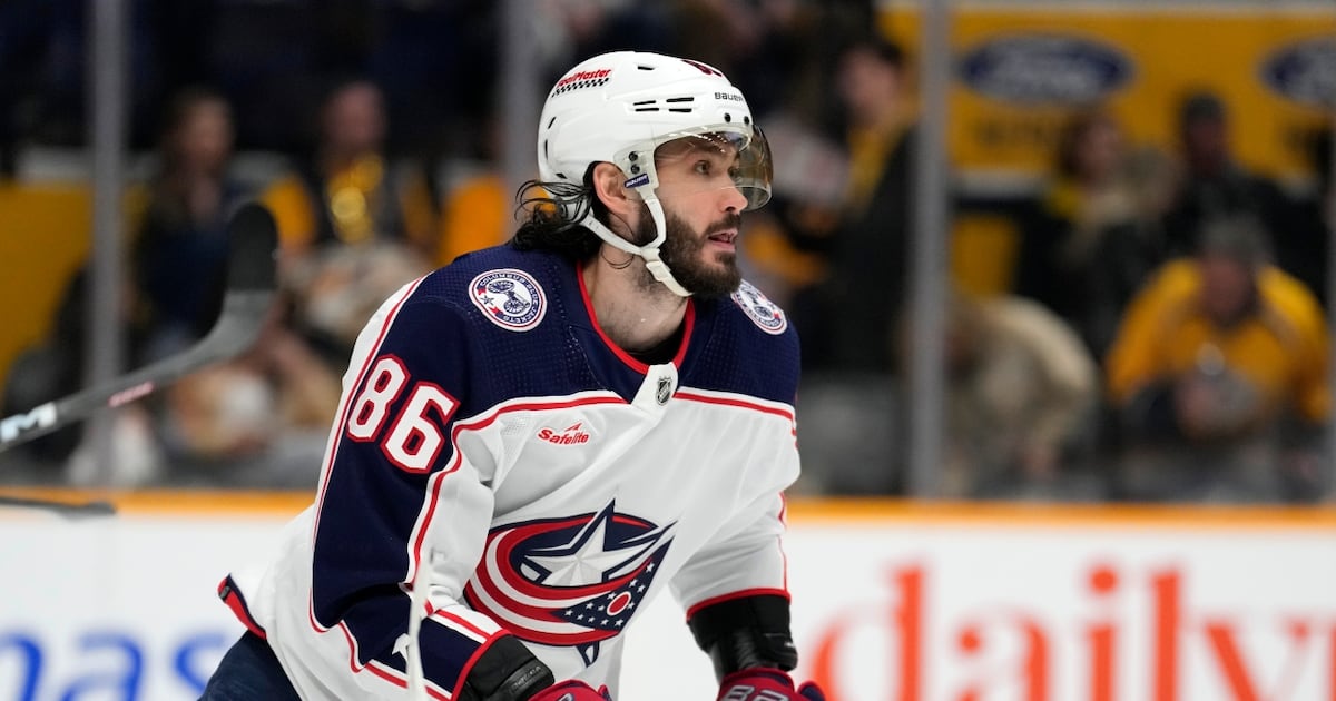 Kirill Marchenko departs Columbus Blue Jackets skate with apparent injury