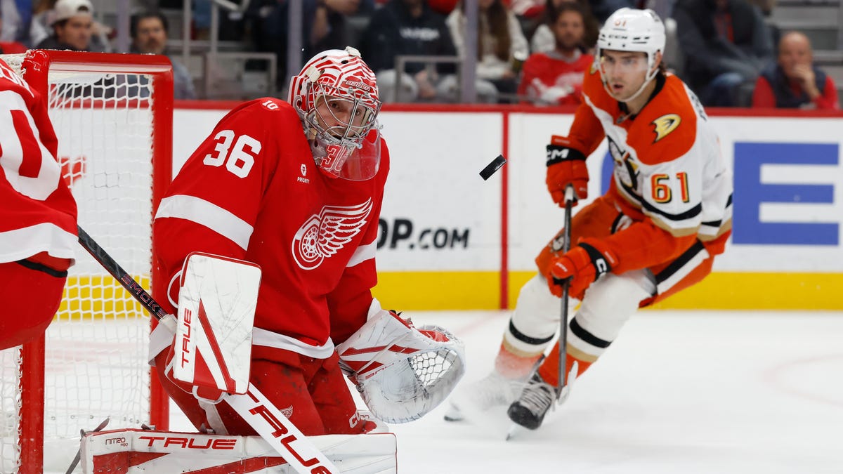 John Gibson back at practice with Detroit Red Wings day after injury