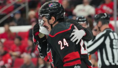 Hurricanes' Seth Jarvis injured by teammate's stick in fluke play