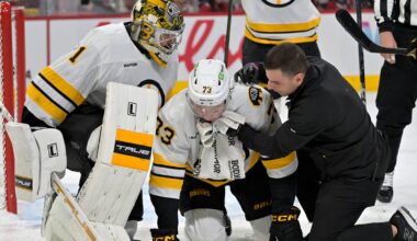 Charlie McAvoy hit in face by puck; latest on injured US Olympian
