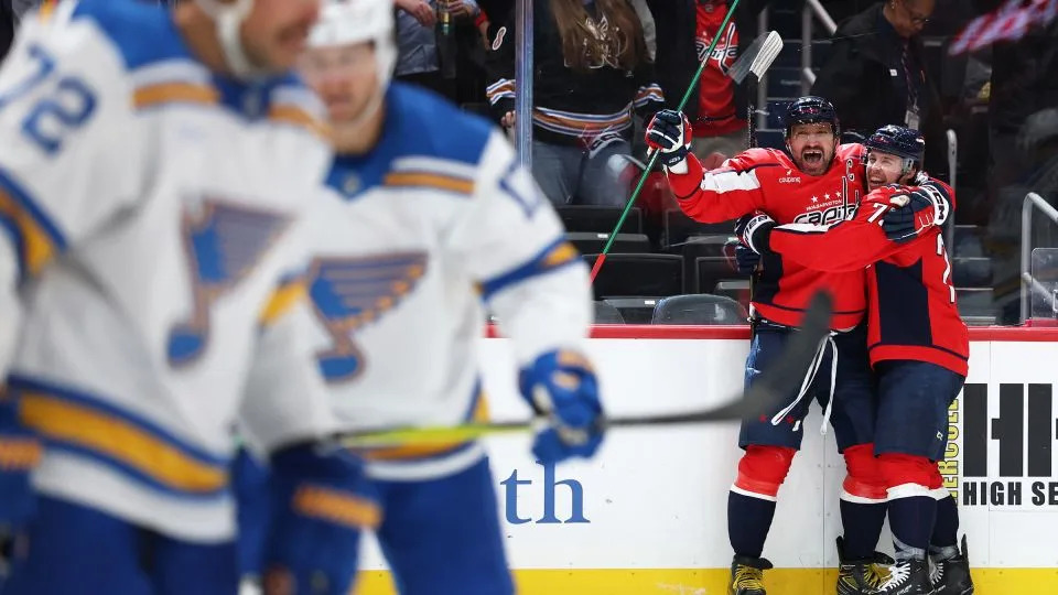 Ovechkin secured the milestone in the second period of the team's game against the St. Louis Blues. - Patrick Smith/Getty Images