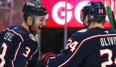 Mathieu Olivier scored twice and Charlie Coyle had another three-point night as the CBJ hang on to defeat the Edmonton Oilers on Thursday night by a final of 5-4.