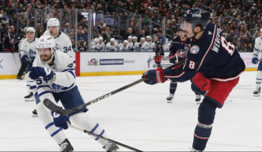 The Columbus Blue Jackets went to overtime for the seventh time in 10 games Wednesday night, and again came up short in a 2-1 loss to the Toronto Maple Leafs.