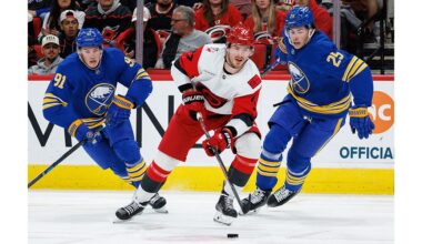 Svechnikov sets tone, 2 rookie D get first points in Hurricanes win