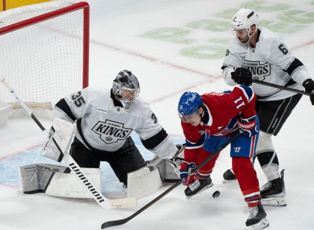 The Montreal Canadiens’ Brendan Gallagher (11) looks for the rebound...
