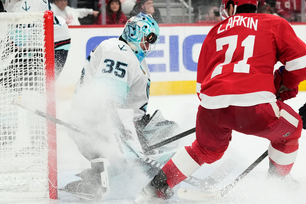 Red Wings rookie Nate Danielson has goal and assist for first NHL points in 4-2 win over Kraken