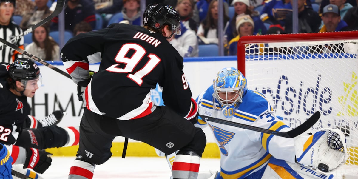 Hofer makes 27 saves and Joseph scores short-handed as Blues blank Sabres 3-0