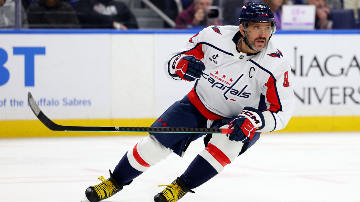 Washington Capitals left wing Alex Ovechkin (8) looks for the puck during the first period against the Buffalo Sabres at KeyBank Center.