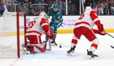San Jose Sharks, Sam Dickinson, lose to Detroit Red Wings in shootout