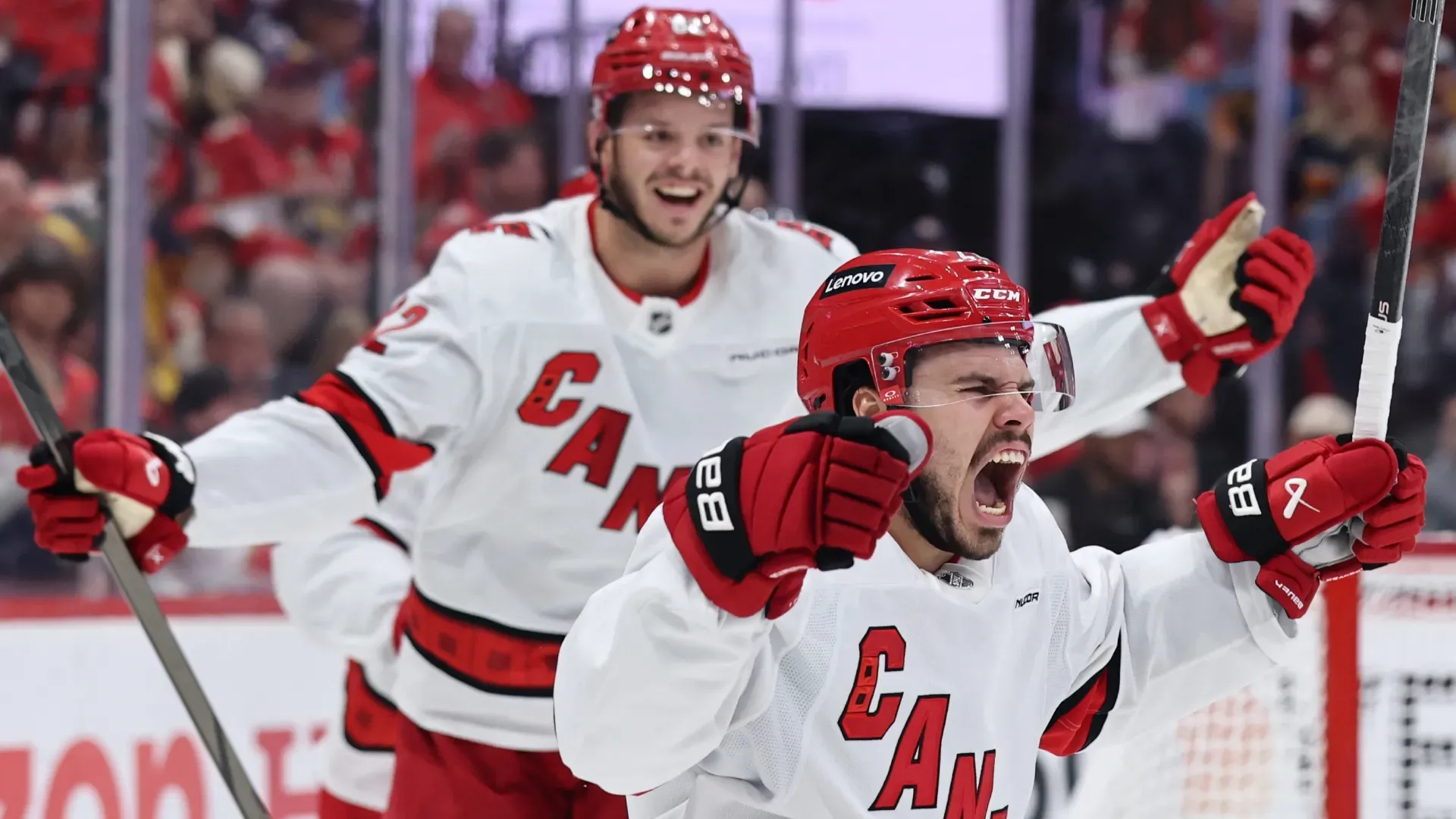 Logan Stankoven #22 of the Carolina Hurricanes in 2025. (Source: Carmen Mandato/Getty Images)