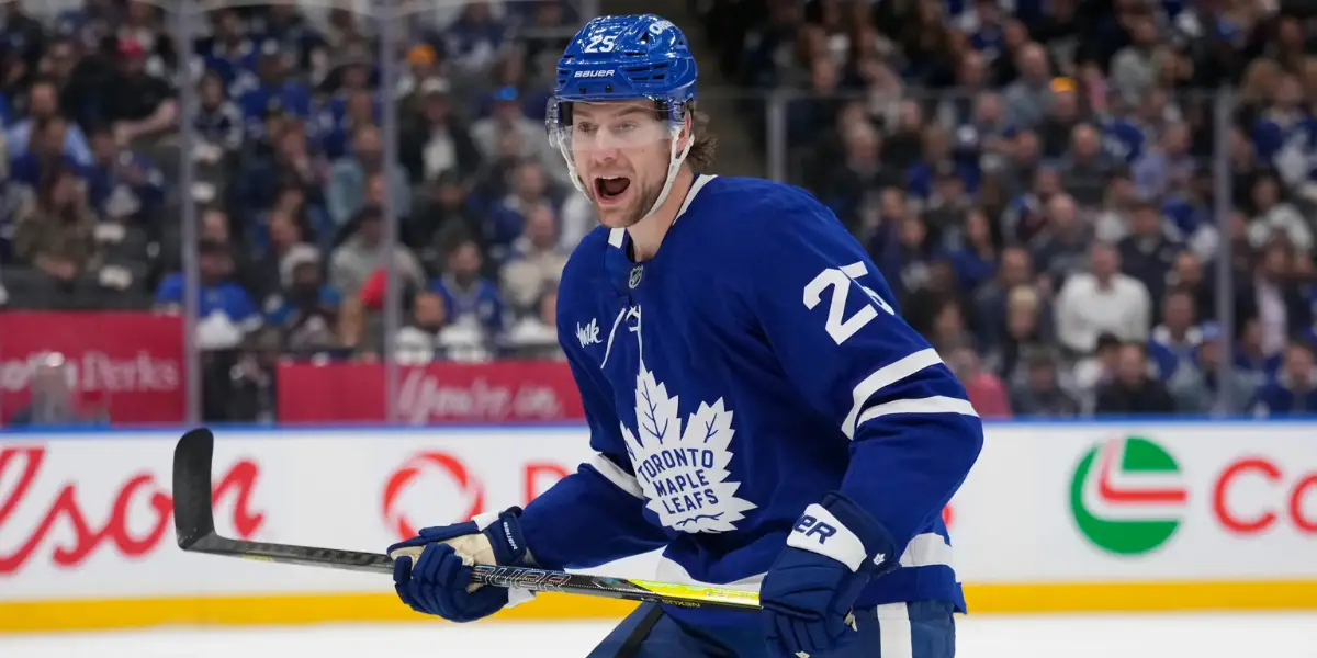 Brandon Carlo skating for the Toronto Maple Leafs