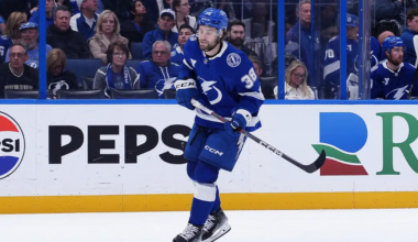 Brandon Hagel skating for the Tampa Bay Lightning