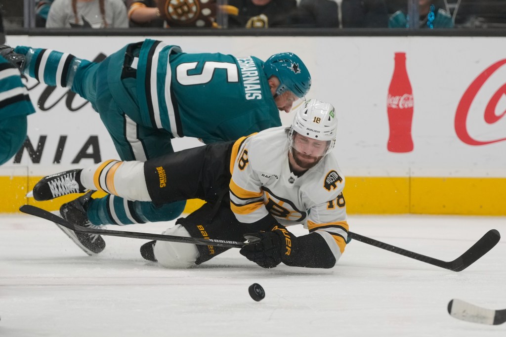 Bruins can't catch-up, lose to Sharks, 3-1