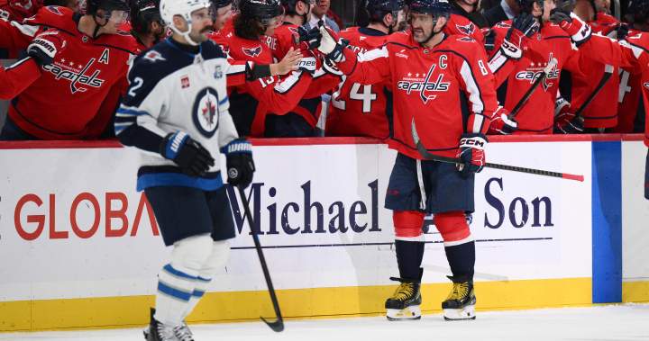 Ovechkin scores 908th goal as Capitals down Winnipeg Jets 4-3 - Winnipeg