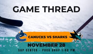 Canucks at Sharks game 25: Lines, game thread and how to watch