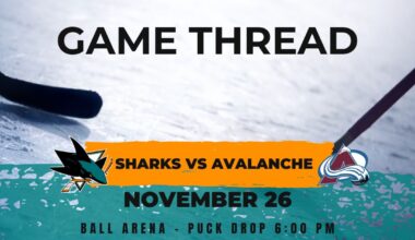 Sharks at Avalanche game 24: Lines, game thread and how to watch