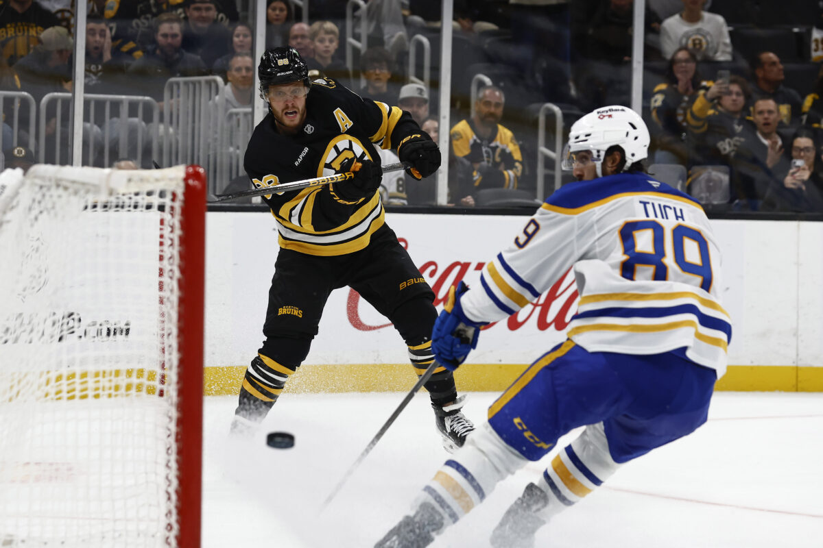 David Pastrnak Boston Bruins Alex Tuch Buffalo Sabres