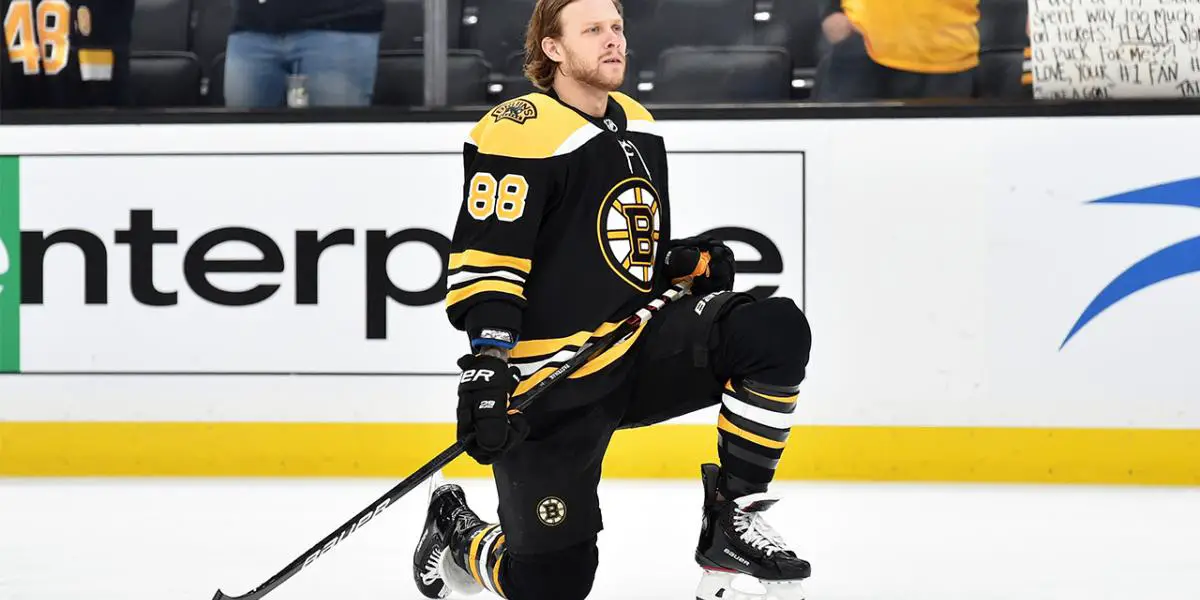 David Pastrnak skating for the Boston Bruins