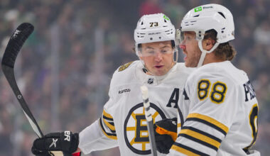 Charlie McAvoy, David Pastrnak Rep Patriots Jerseys Before Senators Clash