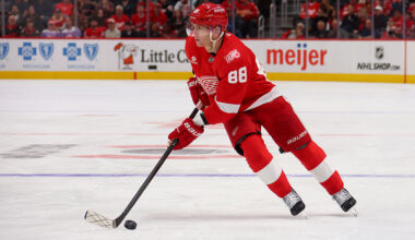 DETROIT, MICHIGAN - OCTOBER 15: Patrick Kane #88 of the Detroit Red Wings plays against the Florida Panthers at Little Caesars Arena on October 15, 2025 in Detroit, Michigan. (Photo by Gregory Shamus/Getty Images)
