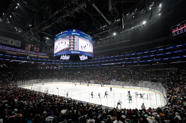 A general view of play between the Kings and the...