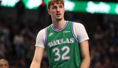 DALLAS, TX - NOVEMBER 10: Cooper Flagg #32 of the Dallas Mavericks looks on during the game against the Milwaukee Bucks on November 10, 2025 at American Airlines Center in Dallas, Texas. NOTE TO USER: User expressly acknowledges and agrees that, by downloading and or using this photograph, User is consenting to the terms and conditions of the Getty Images License Agreement. Mandatory Copyright Notice: Copyright 2025 NBAE (Photo by Tim Heitman/NBAE via Getty Images)
