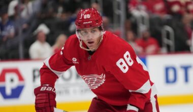 Kane participates at Red Wings practice