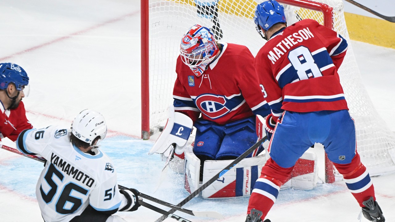 Caufield, Montembeault lead Canadiens past Mammoth in win