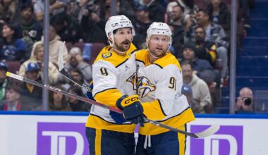 Nashville Predators center Steven Stamkos (91) skates with the puck against the New York Rangers during the third period at Madison Square Garden.
