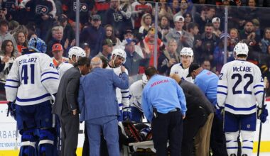 Toronto Maple Leafs’ Chris Tanev stretchered off against Philadelphia Flyers