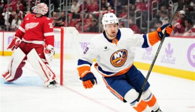 Shabanov has 2 goals and an assist, Sorokin stops 29 shots as Islanders beat Red Wings 5-0