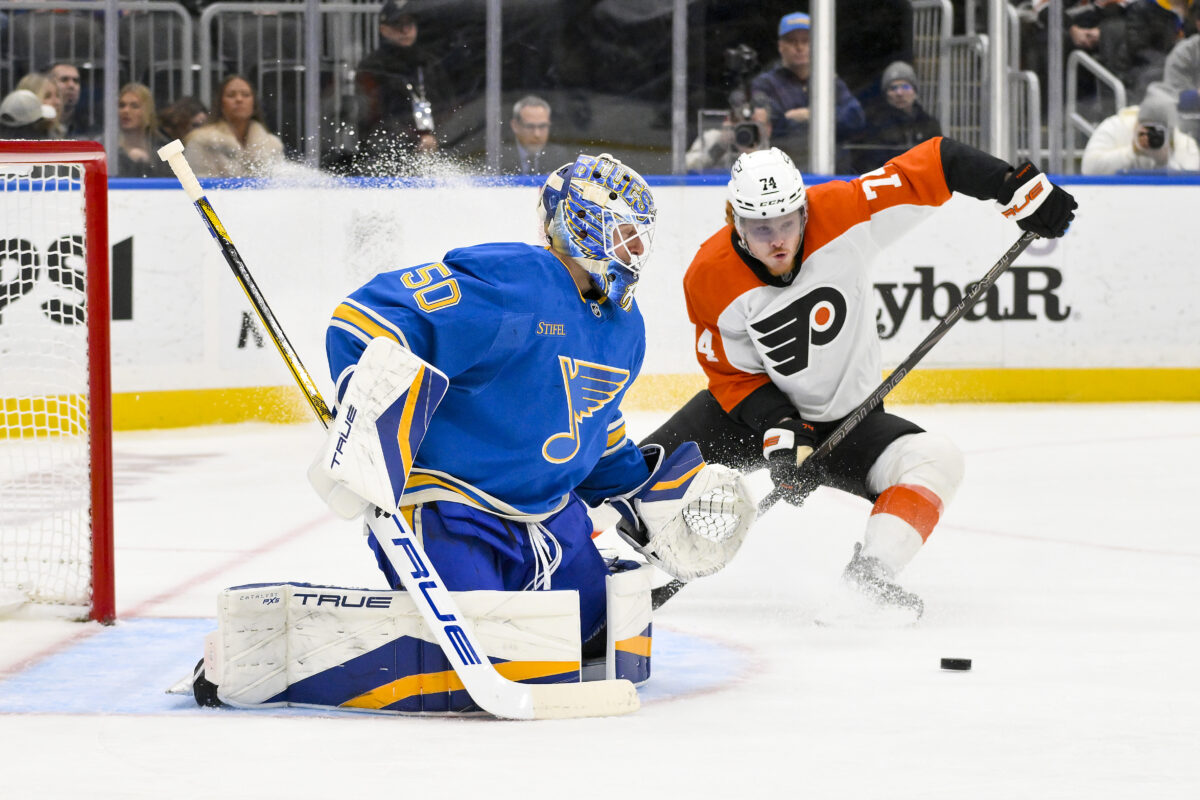 Jordan Binnington St. Louis Blues Owen Tippett Philadelphia Flyers