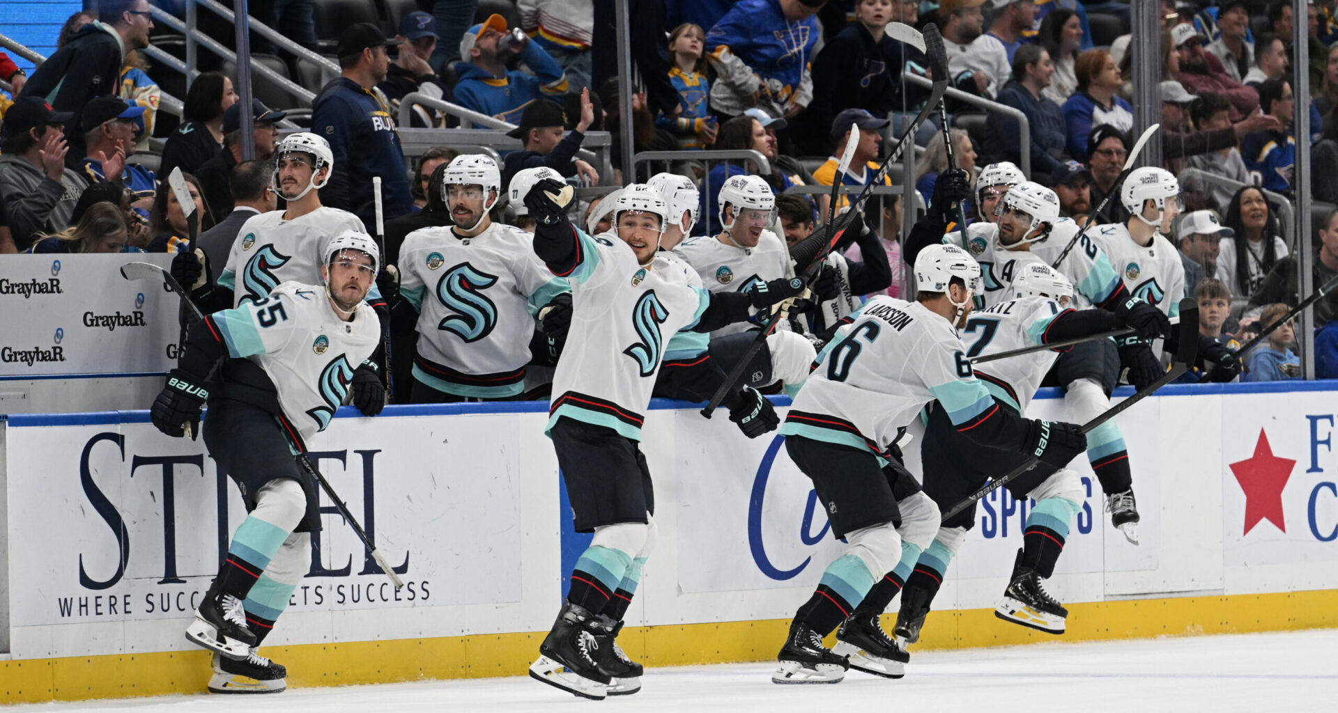 Stephenson's Game-Tying Goal Leads Kraken to 4-3 OT Victory Over the Blues - The Hockey Writers - Seattle Kraken
