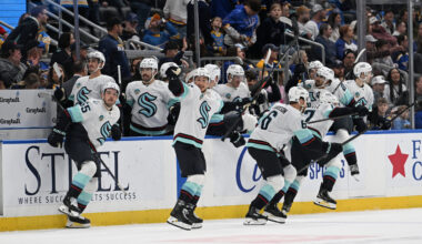 Stephenson's Game-Tying Goal Leads Kraken to 4-3 OT Victory Over the Blues - The Hockey Writers - Seattle Kraken