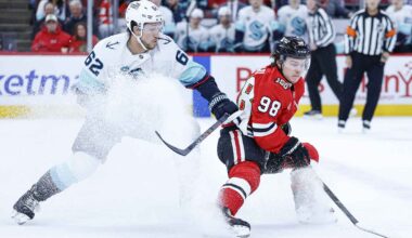 Chicago Blackhawks left wing Tyler Bertuzzi (59) during the face off against the Calgary Flames during the third period at Scotiabank Saddledome.