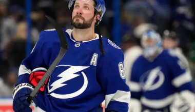 Nikita Kucherov skating for the Tampa Bay Lightning
