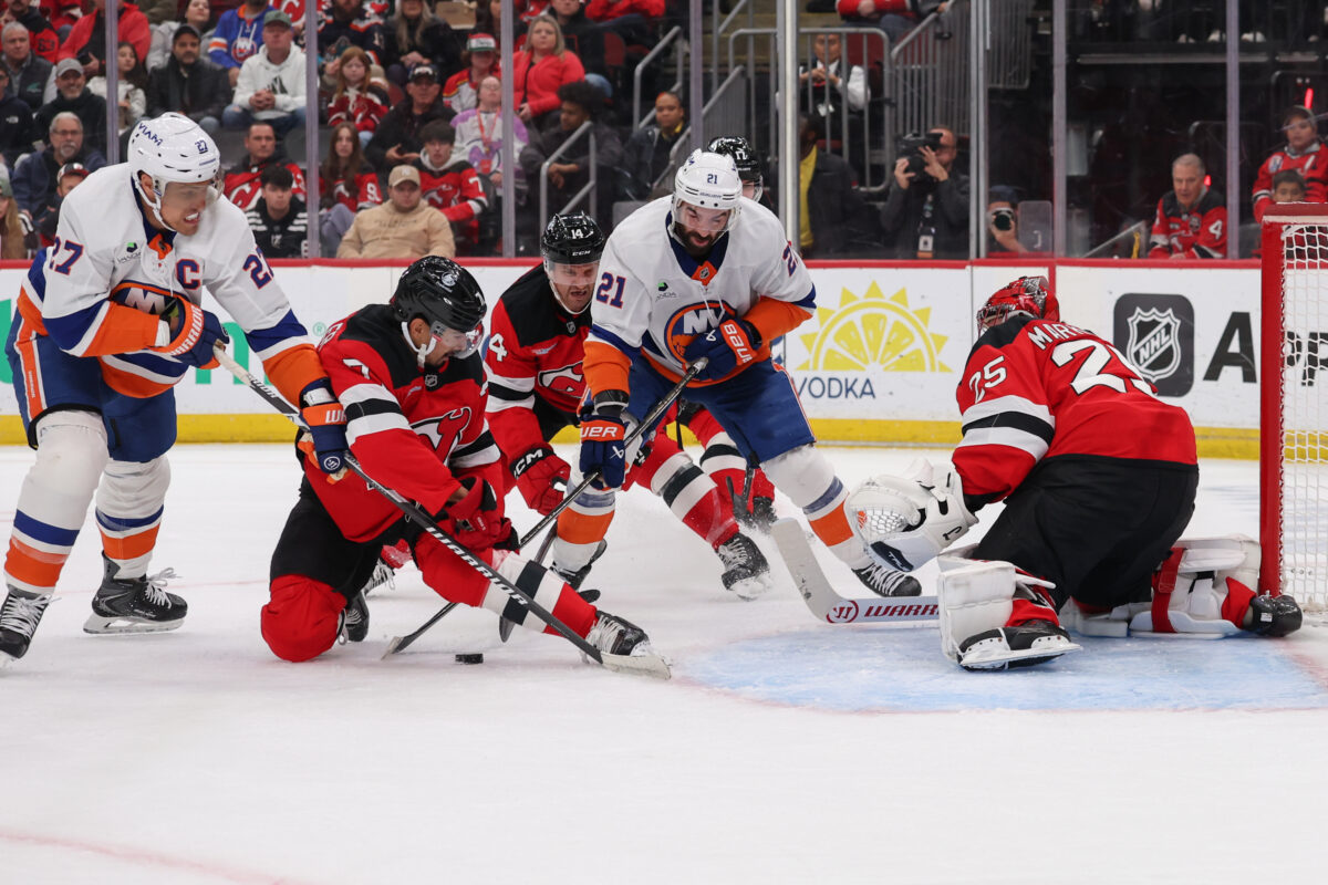 Kyle Palmieri New York Islanders Jonas Siegenthaler New Jersey Devils