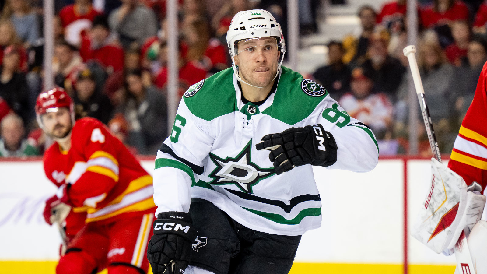 Calgary Flames head coach Ryan Huska on his bench during the first period against the Seattle Kraken at Scotiabank Saddledome.