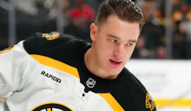 Nikita Zadorov skating for the Boston Bruins