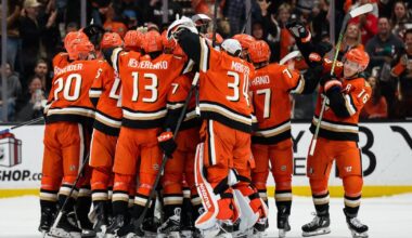 Leo Carlsson scores late in regulation, Anaheim Ducks rally for shootout win over Los Angeles Kings
