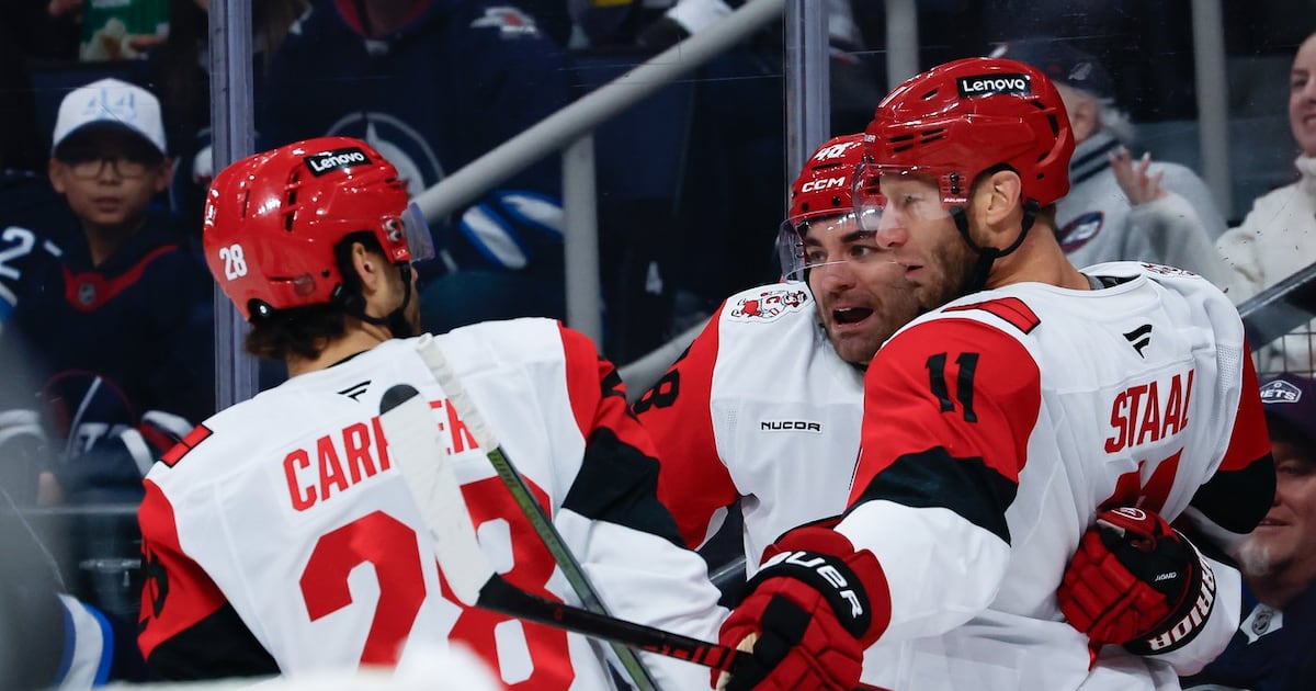 Jordan Staal scores twice as Carolina Hurricanes defeat Connor Hellebuyck-less Winnipeg Jets