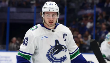 Quinn Hughes skating of the Vancouver Canucks