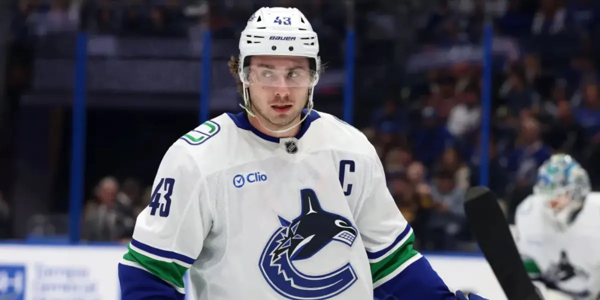 Quinn Hughes skating of the Vancouver Canucks