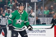 Dallas Stars right wing Mikko Rantanen (96) skates during the first period of an NHL...