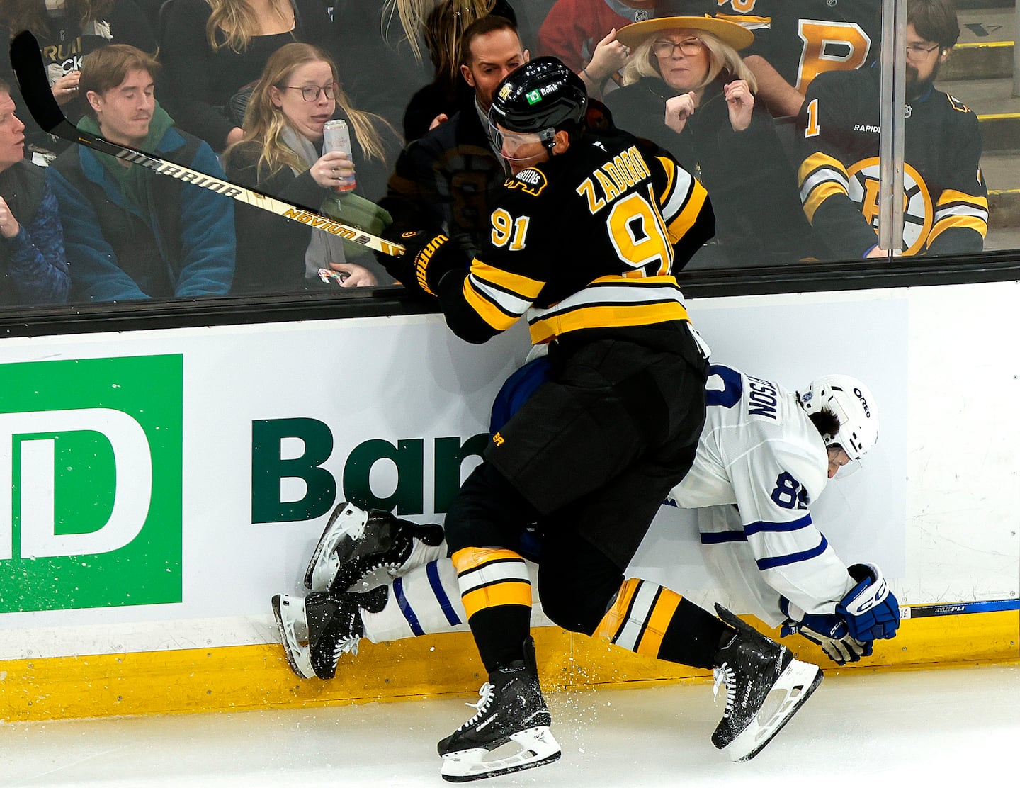Bruising Bruins defenseman Nikita Zadorov (91) says Marco Sturm "laid a good foundation" from the start that led the Bruins return to the NHL playoffs this season. 