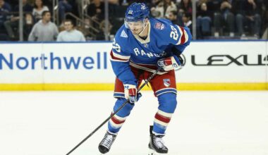 New York Rangers left wing Artemi Panarin (10) looks to take a shot on goal during the second period against the Seattle Kraken at Climate Pledge Arena.
