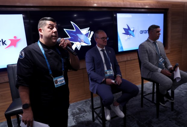 Chef Francisco Garcia speaks during the “Taste of the Tank”...