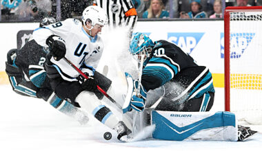 Celebrini completes hat trick in OT, Sharks recover to defeat Mammoth