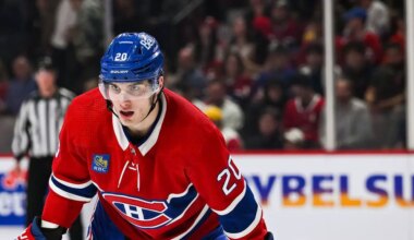 Juraj Slafkovsky skating for the Montreal Canadiens